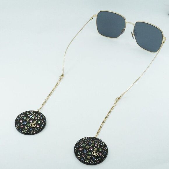 NEW GUCCI GG1031S 009 GOLD GREY SQUARE SUNGLASSES WITH CHARMS - Picture 12 of 15